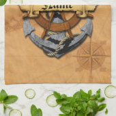 Aangepaste Nautische Anker en Wiel Theedoek (Gevouwen)