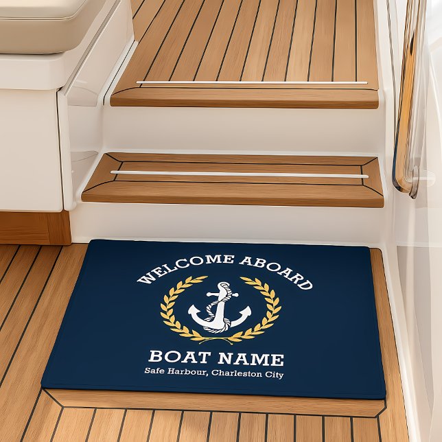 Aangepaste nautische anker welkom aan boord van de deurmat (Custom Nautical Anchor Welcome Aboard Boat Doormat)