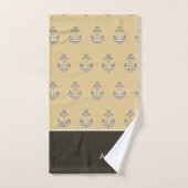 Aangepaste nautische anker zand tan bruin bad handdoek (Handdoek)