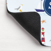 Aangepaste nautische blauw rood wit zomer muismat (Hoek)