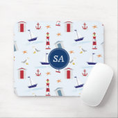 Aangepaste nautische blauw rood wit zomer muismat (Met muis)