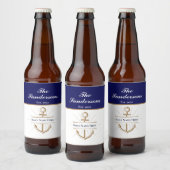 Aangepaste Nautische Boat Party Bold Blue Anchor-n Bier Etiket (Flessen)