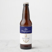 Aangepaste Nautische Boat Party Bold Blue Anchor-n Bier Etiket (Voorkant)