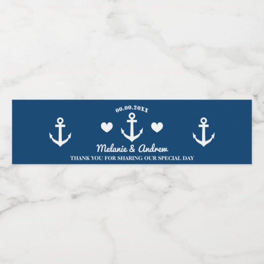 Aangepaste nautische boot anker bruiloft partij gu waterfles etiket (Enkel label)