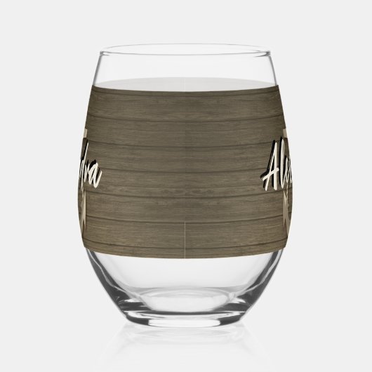 Aangepaste nautische boot Anker Naam hout Wijnglas Zonder Voet (Links)