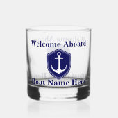 Aangepaste nautische boot naam anker marine blauw whisky glas (Voorkant)