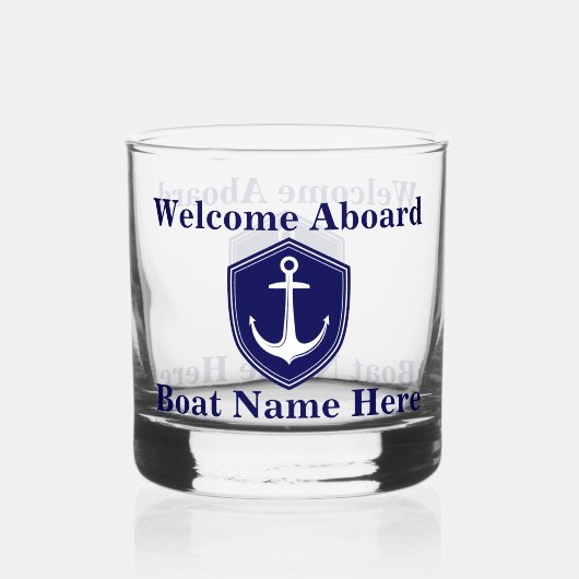 Aangepaste nautische boot naam anker marine blauw whisky glas (Voorkant)