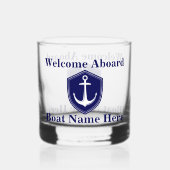 Aangepaste nautische boot naam anker marine blauw whisky glas (Achterkant)