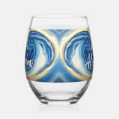 Aangepaste nautische boot naam marine blauw wit ma wijnglas zonder voet (Rechts)