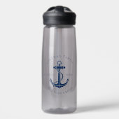 Aangepaste nautische boot Navy Blue Anker Waterfles (Voorkant)