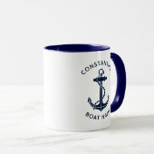 Aangepaste nautische bootkapitein marineblauwe ank mok (Voorkant rechts)