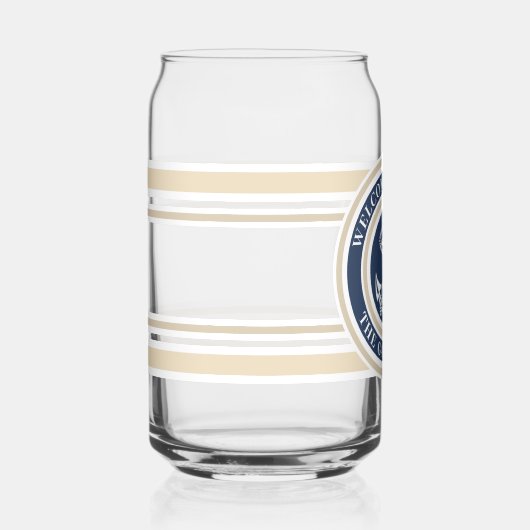 Aangepaste nautische bootnaam anker marine blauwe blikvorm glas (Rechts)