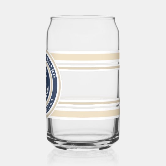 Aangepaste nautische bootnaam anker marine blauwe  blikvorm glas (Links)