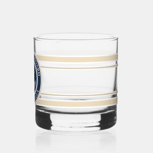 Aangepaste nautische bootnaam anker marine blauwe  whisky glas (Links)