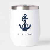 Aangepaste nautische bootnaam marine blauw anker (Voorkant)