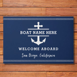 Aangepaste nautische bootnaam Welkom aan boord ank Deurmat