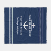 Aangepaste nautische bootnaam Welkom aan boord ank Fleece Deken (Voorkant (Horizontaal))