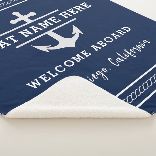 Aangepaste nautische bootnaam Welkom aan boord ank Sherpa Deken (3/4)