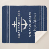 Aangepaste nautische bootnaam Welkom aan boord ank Sherpa Deken (Voorkant (horizontaal))