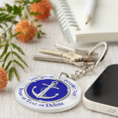 Aangepaste Nautische cadeaus, blauw, wit, anker Sleutelhanger (Voorkant Rechts)