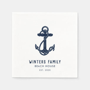 Aangepaste Nautische Familie Boottocht Marine Blue Servet