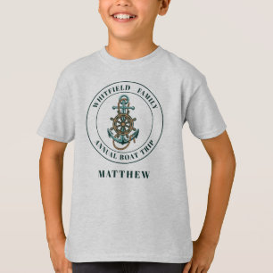 Aangepaste nautische familie jacht zomer vakantie t-shirt