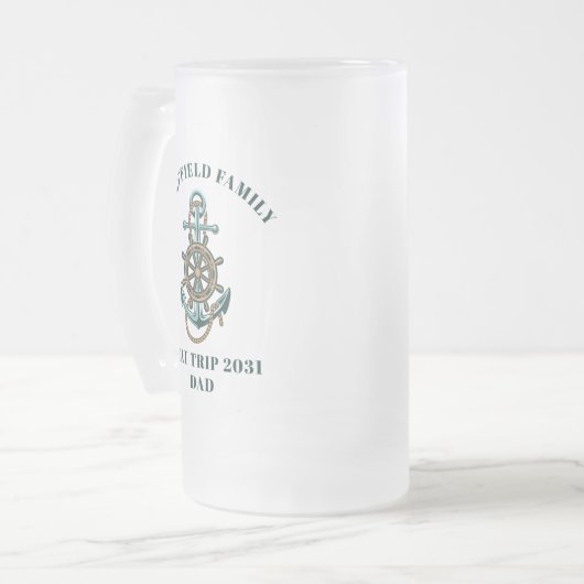 Aangepaste Nautische gezinsplanning voor cruisesch Matglas Bierpul (Voorkant links)