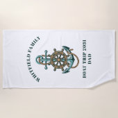 Aangepaste Nautische gezinsplanning voor cruisesch Strandlaken (Voorkant)