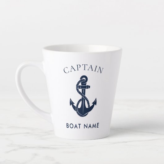 Aangepaste nautische kapitein bootanker latte mok (Links)