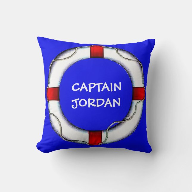 Aangepaste nautische kapitein Lifesaver Kussen (Voorkant)