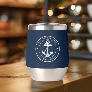 Aangepaste nautische marine blauw anker boot naam