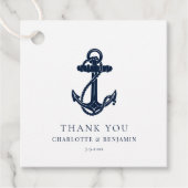 Aangepaste nautische marine blauw anker kust bruil bedankjes labels (Voorkant)