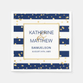 Aangepaste nautische marine blauw goud bruiloft pa servetten (Voorkant)