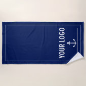 ⚓ Aangepaste nautische marine blauwe strandhanddoe Strandlaken (Voorkant)