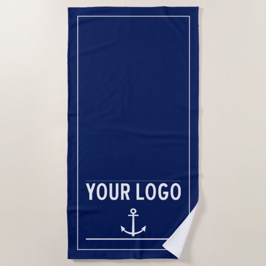 ⚓ Aangepaste nautische marine blauwe strandhanddoe Strandlaken (Voorkant)