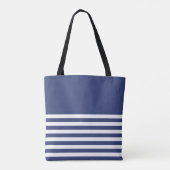 Aangepaste nautische marine en wit gestreepte Canv Tote Bag (Achterkant)