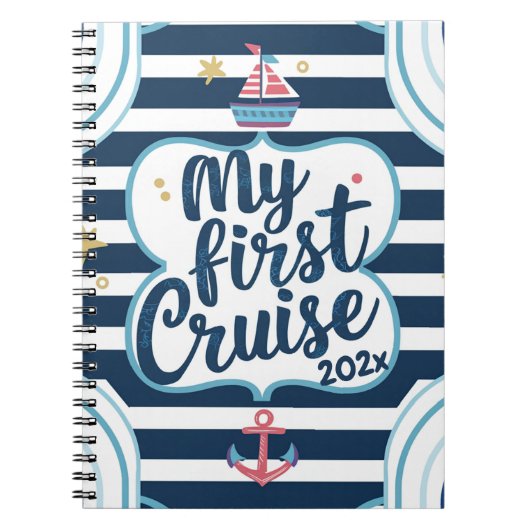 Aangepaste nautische mijn eerste cruise notitieboek (Voorkant)