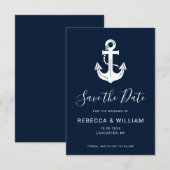 Aangepaste nautische Navy Blue Anker Trouw Save The Date (Voorkant / Achterkant)