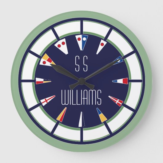 Aangepaste Nautische vlag Numerieke wandklok (Voorkant)