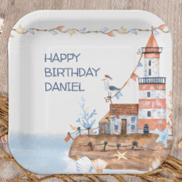 Aangepaste nautische vuurtoren papieren bordje