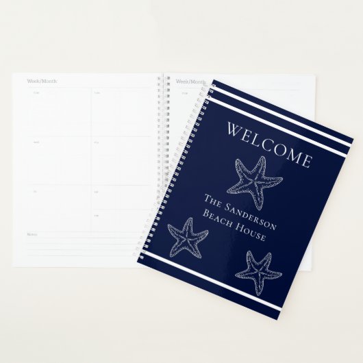 Aangepaste nautische witte marine blauwe zeesterre planner (Display)