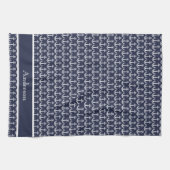 Aangepaste Nautische zeeanker marineblauwe keuken  Theedoek (Horizontaal)