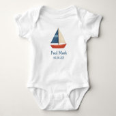 Aangepaste Nautische Zeilboot Baby Bodysuit (Voorkant)