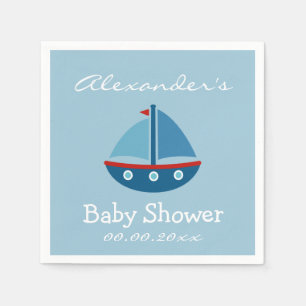 Aangepaste nautische zeilboot baby shower servette servet