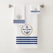 Aangepaste Navy badhanddoek Set met gepersonalisee Bad Handdoek (Insitu)