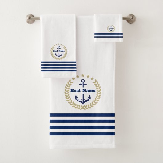 Aangepaste Navy badhanddoek Set met gepersonalisee Bad Handdoek (Insitu)