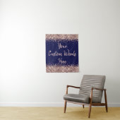 Aangepaste Navy Blauwe & Roze Gouden Verjaardagsfe Wandkleed (In situ)