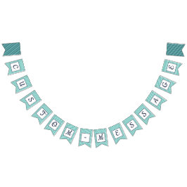 Aangepaste Navy & Blauwgroen Gestreepte Preppy Bun Vlaggetjes