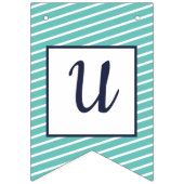 Aangepaste Navy & Blauwgroen Gestreepte Preppy Bun Vlaggetjes (Derde vlag)