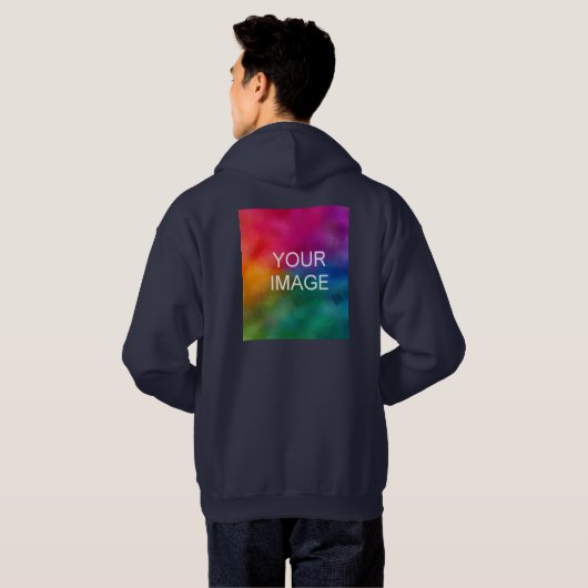 Aangepaste Navy Blue Afbeelding Logo Sjabloon toev Hoodie (Achterkant volledig)